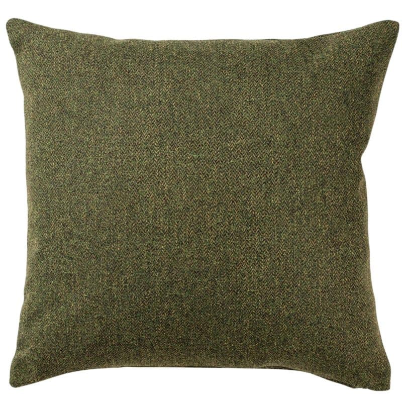 Classic Herringbone Tweed Cushion in Vintage Green