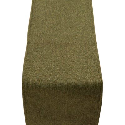 Classic Herringbone Tweed Table Runner in Vintage Green