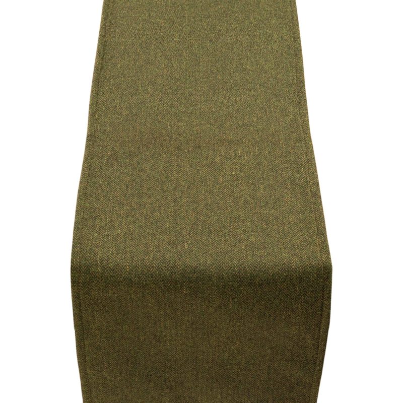 Classic Herringbone Tweed Table Runner in Vintage Green