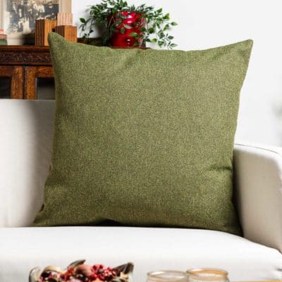Classic Herringbone Tweed Extra-Large Cushion in Vintage Green