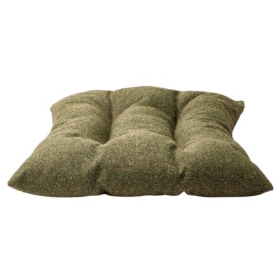 Classic Herringbone Tweed Quilted Seat Pad in Vintage Green