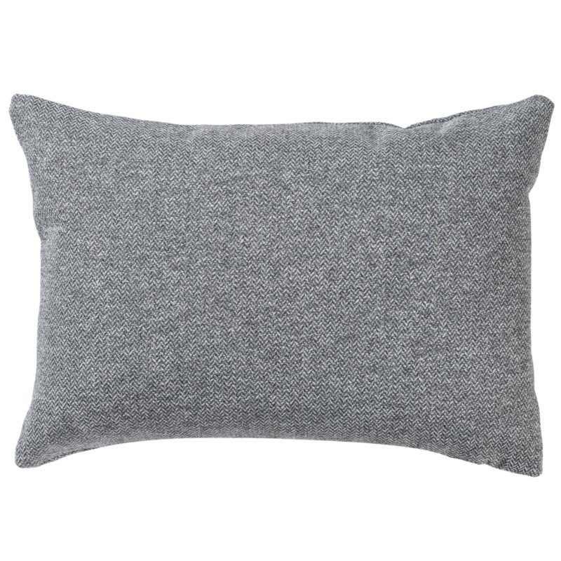 Classic Herringbone Tweed Boudoir Cushion in Stone Grey
