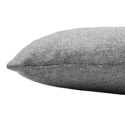 Classic Herringbone Tweed Boudoir Cushion in Stone Grey