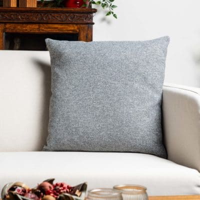 Classic Herringbone Tweed Cushion in Stone Grey