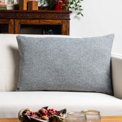 Classic Herringbone Tweed XL Rectangular Cushion in Stone Grey