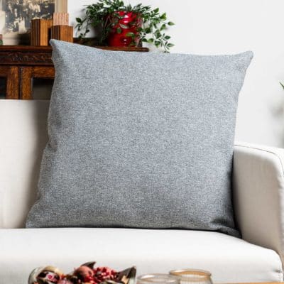 Classic Herringbone Tweed Extra-Large Cushion in Stone Grey