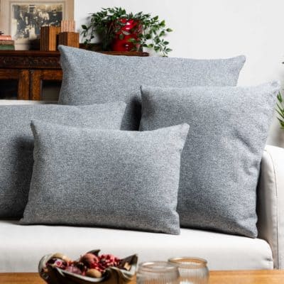 Classic Herringbone Tweed Extra-Large Cushion in Stone Grey