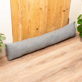 Classic Herringbone Tweed Draught Excluder in Stone Grey