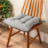 Classic Herringbone Tweed Quilted Seat Pad in Stone Grey