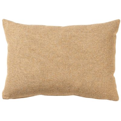 Classic Herringbone Tweed Boudoir Cushion in Straw Yellow
