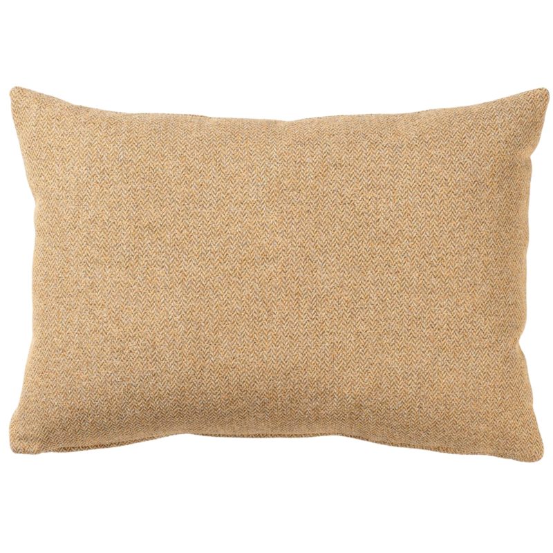 Classic Herringbone Tweed Boudoir Cushion in Straw Yellow