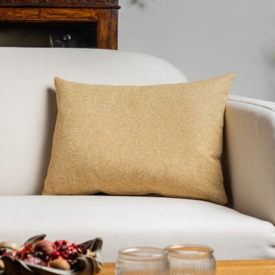 Classic Herringbone Tweed Boudoir Cushion in Straw Yellow