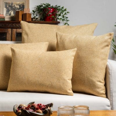 Classic Herringbone Tweed Boudoir Cushion in Straw Yellow