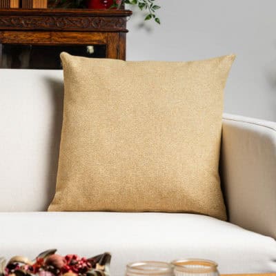 Classic Herringbone Tweed Cushion in Straw Yellow