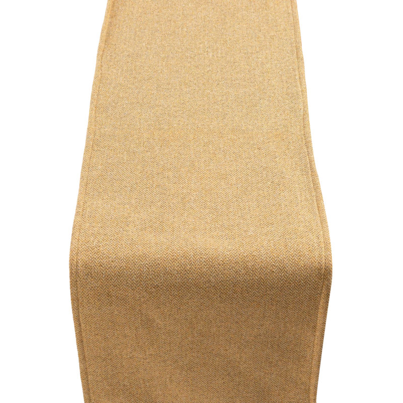 Classic Herringbone Tweed Table Runner in Straw Yellow