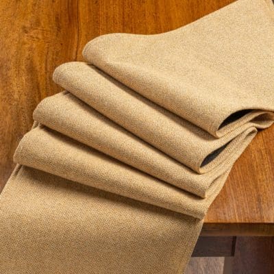 Classic Herringbone Tweed Table Runner in Straw Yellow