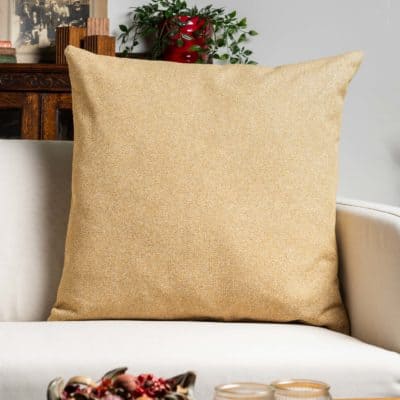 Classic Herringbone Tweed Extra-Large Cushion in Straw Yellow