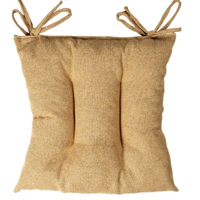 Classic Herringbone Tweed Quilted Seat Pad in Ochre Yellow