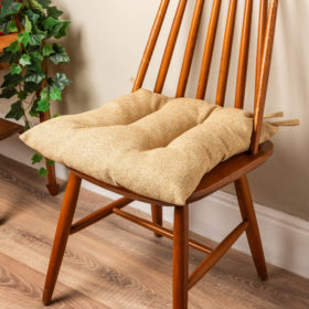 Classic Herringbone Tweed Quilted Seat Pad in Ochre Yellow