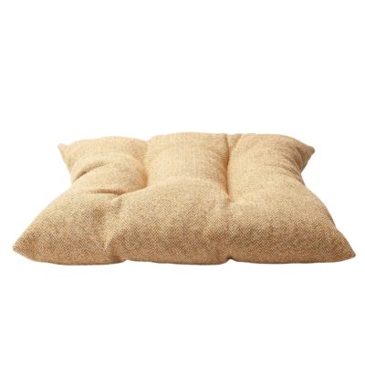 Classic Herringbone Tweed Quilted Seat Pad in Ochre Yellow