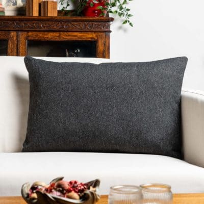 Classic Herringbone Tweed XL Rectangular Cushion in Charcoal