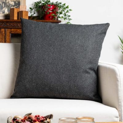 Classic Herringbone Tweed Extra-Large Cushion in Charcoal
