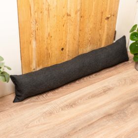 Classic Herringbone Tweed Draught Excluder in Charcoal