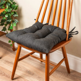 Classic Herringbone Tweed Quilted Seat Pad in Charcoal Grey