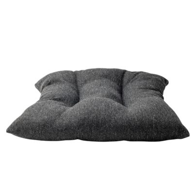 Classic Herringbone Tweed Quilted Seat Pad in Charcoal Grey