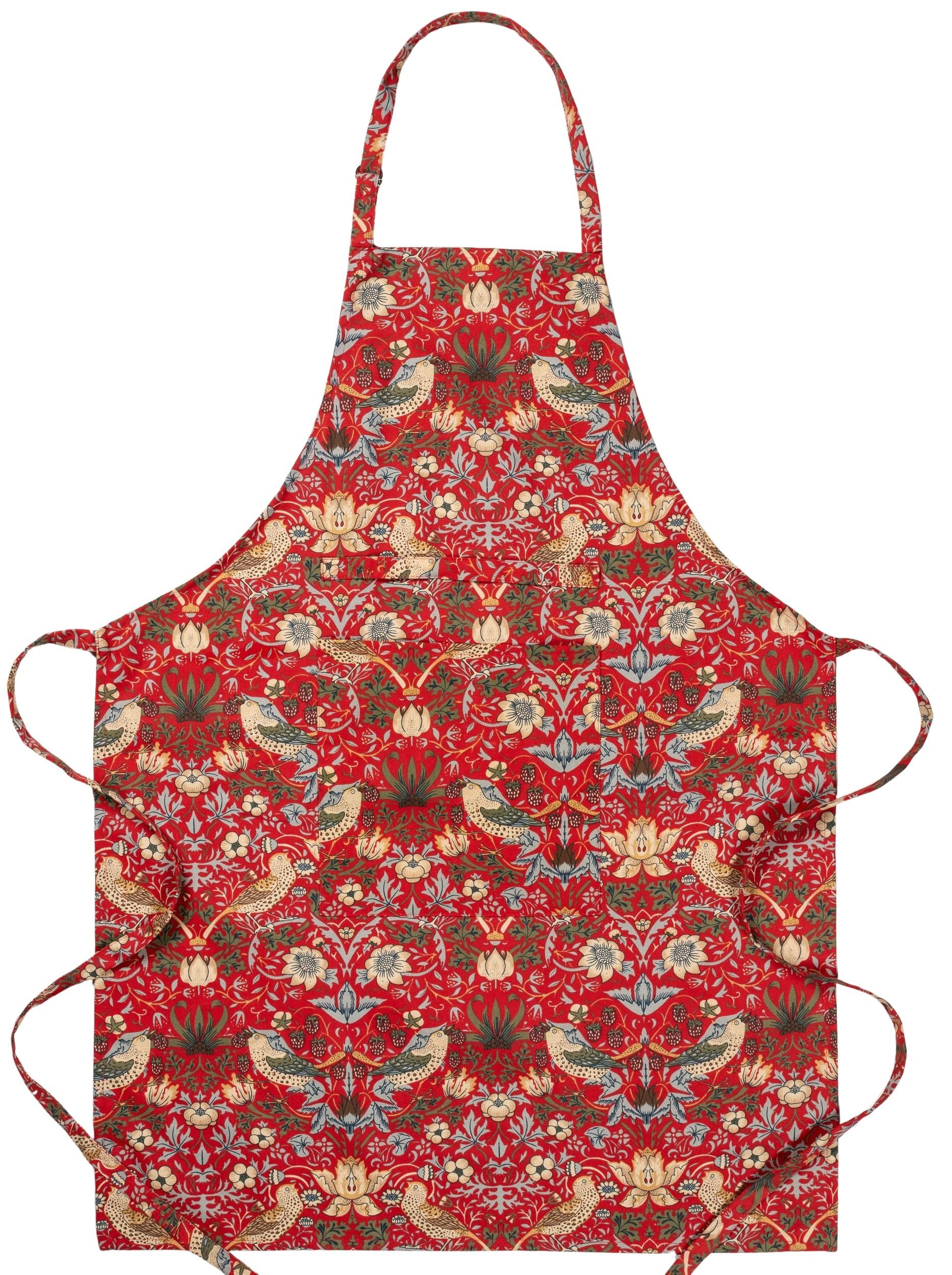 William Morris Strawberry Thief Wine Red Apron