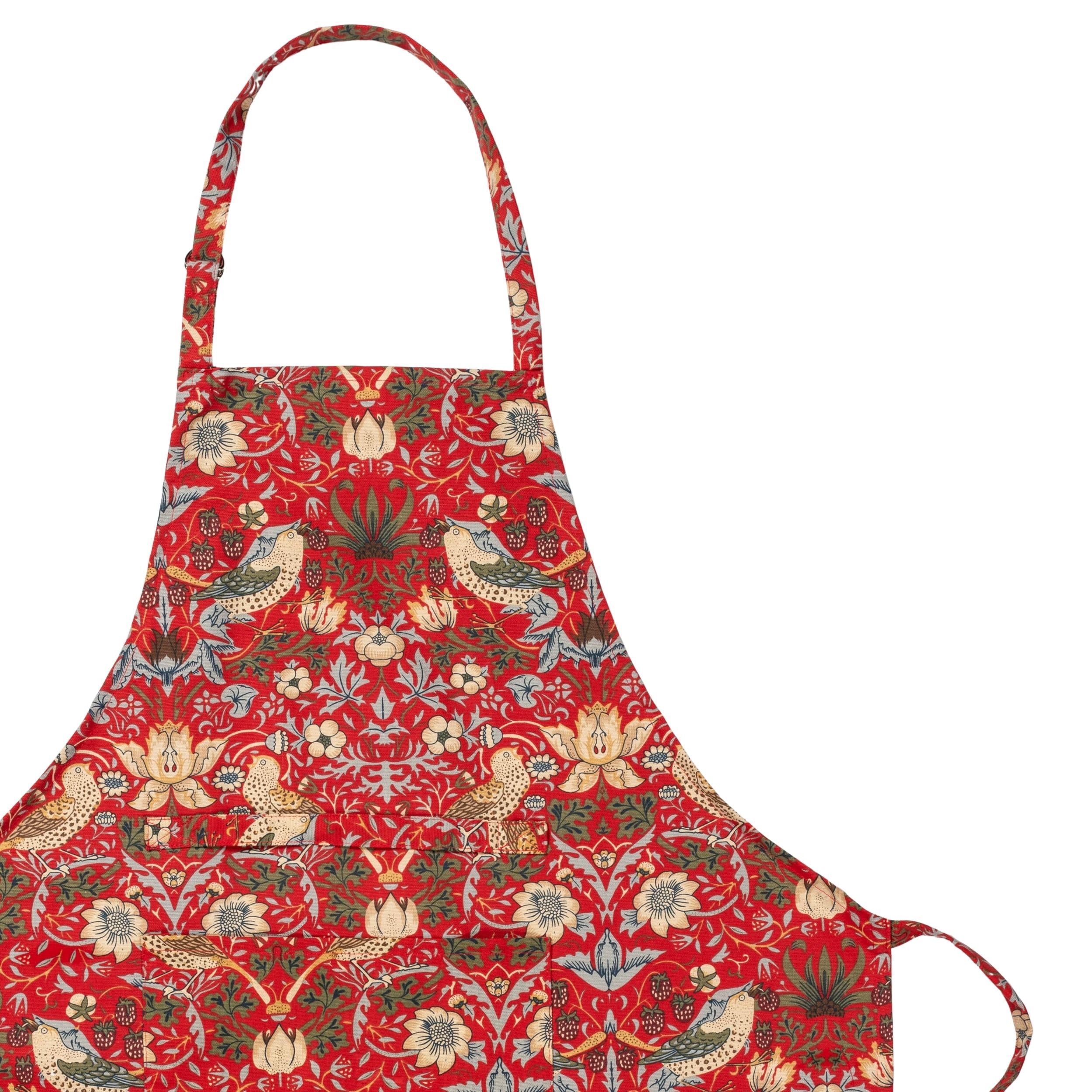 William Morris Strawberry Thief Wine Red Apron