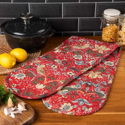 William Morris Strawberry Thief Wine Red Oven Gloves