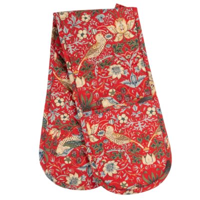 William Morris Strawberry Thief Wine Red Oven Gloves