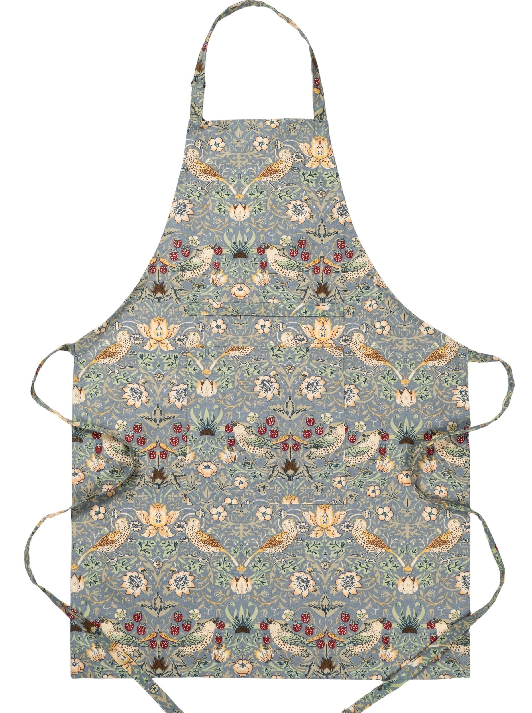William Morris Strawberry Thief Duck Egg Blue Apron