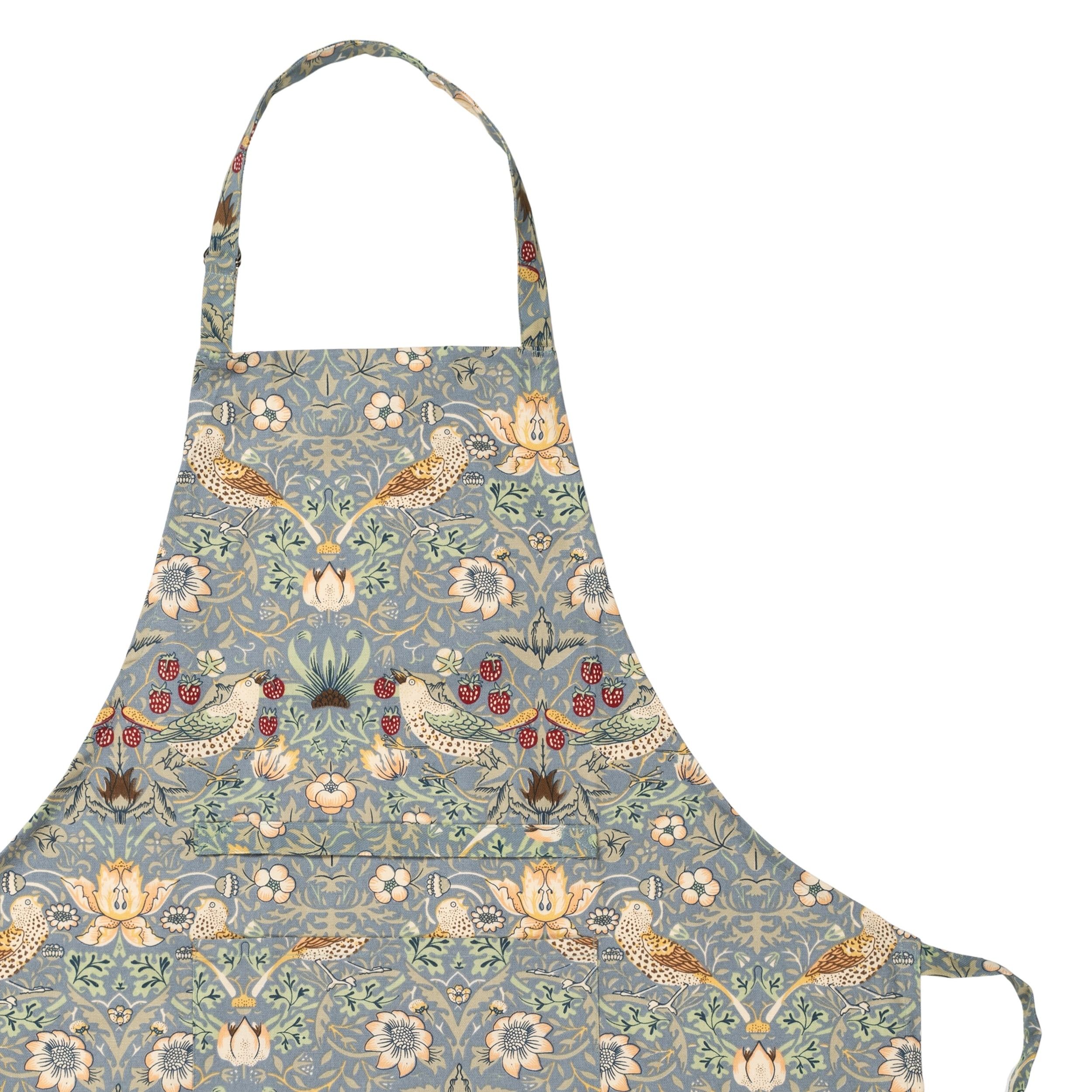 William Morris Strawberry Thief Duck Egg Blue Apron