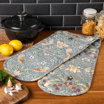 William Morris Strawberry Thief Duck Egg Blue Oven Gloves