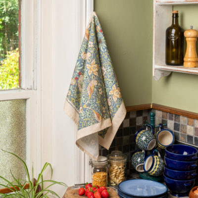 William Morris Strawberry Thief Duck Egg Blue Tea Towel