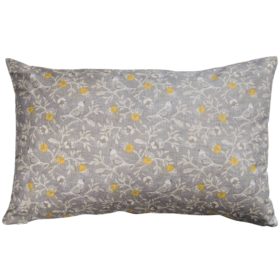 Dainty Songbird XL Rectangular Cushion in Grey and Ochre