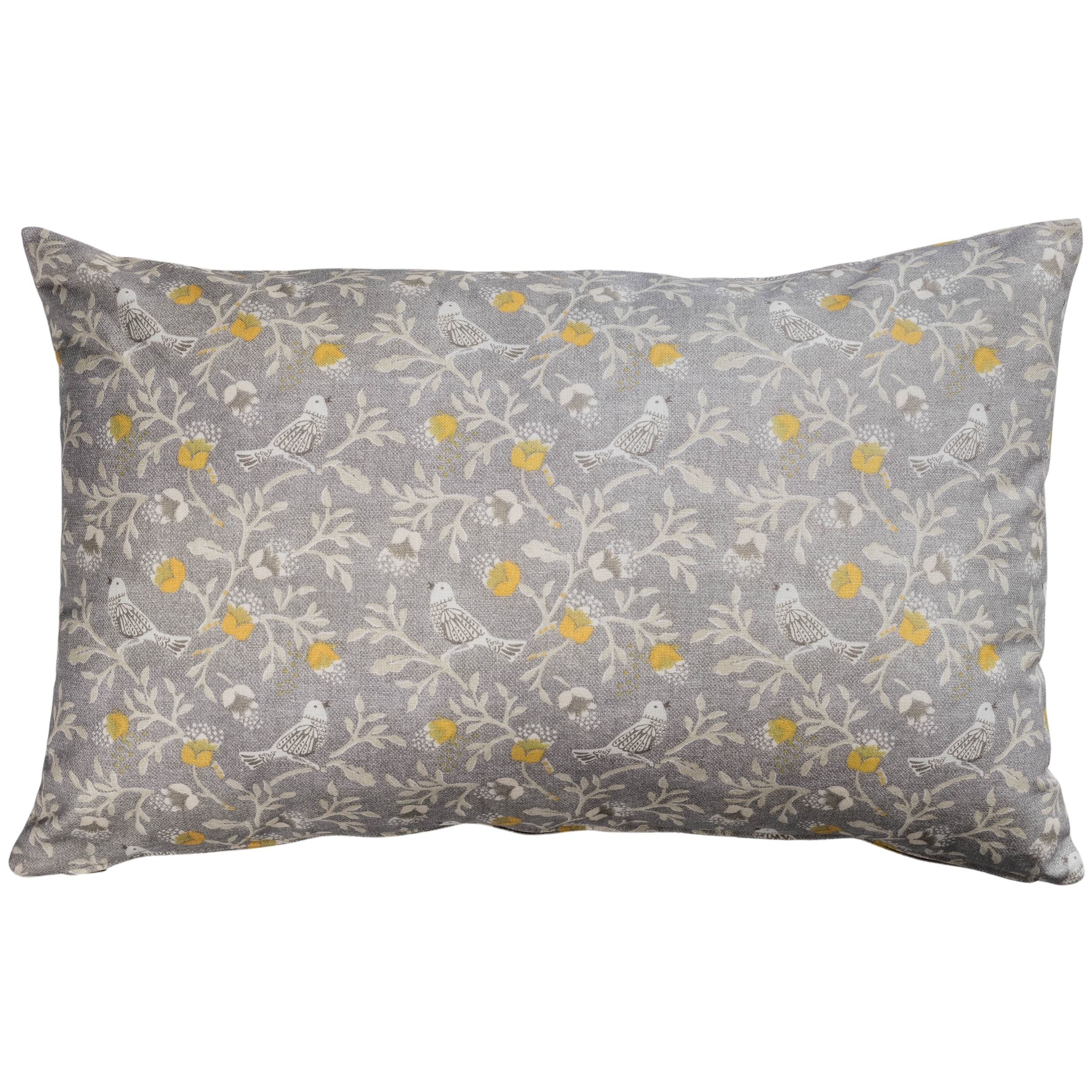 Dainty Songbird XL Rectangular Cushion in Grey and Ochre