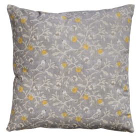 Dainty Songbird Cushion in Grey and Ochre