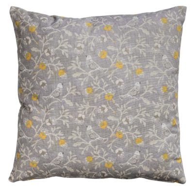 Dainty Songbird Cushion in Grey and Ochre