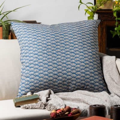 Manhattan Art Deco Print Extra-Large Cushion Cover in Navy Blue