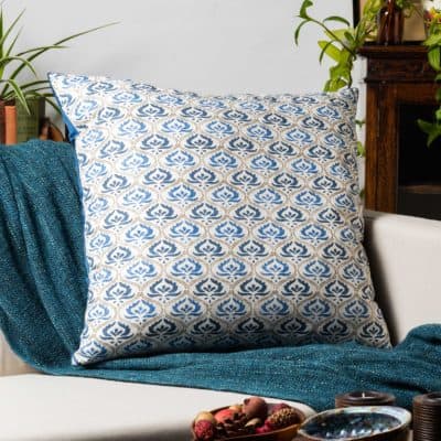 Tamil Batik Extra-Large Cushion in Indigo Blue
