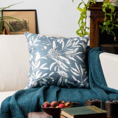 Forest Fauna Cushion in Cornflower Blue