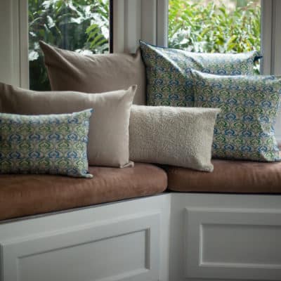 Tamil Cushion Cover in Jade Green & Blue