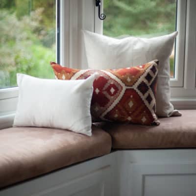Linen Kilim XL Rectangular Cushion in Terracotta