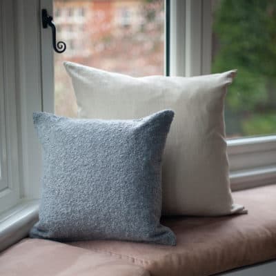 Textured Teddy Bear Boucle Cushion in Duck Egg