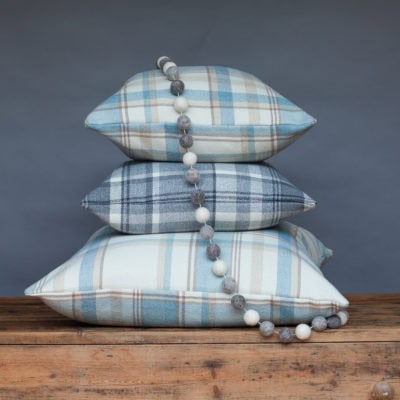 Tartan Check Cushion in Slate Grey