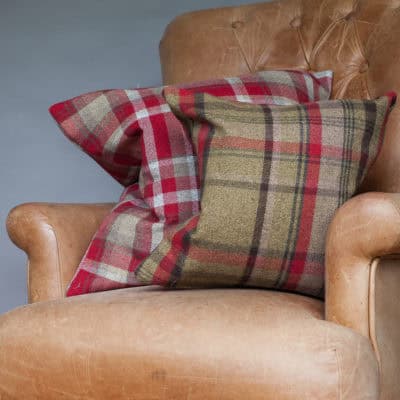 Tartan Check Cushion in Red and Green