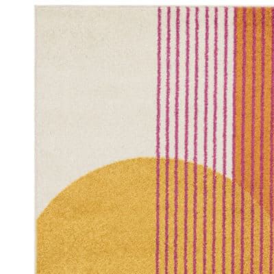 Mid-Century Abstract Rug in Orange and Pink